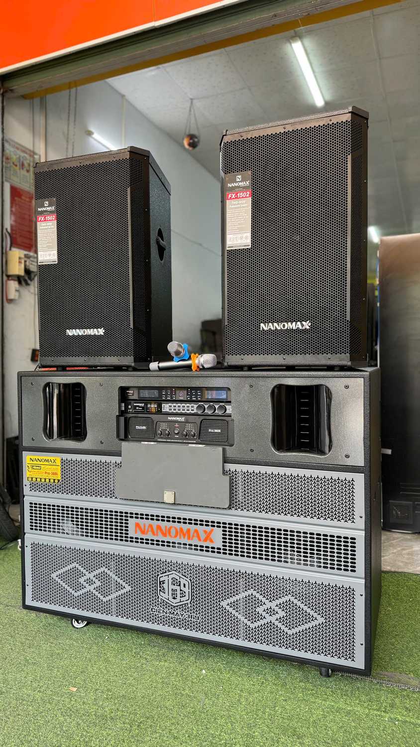 [ ĐẦU TIÊN TẠI VIỆT NAM ] COMBO Loa Kéo Điện 3 Bass Chính Hãng NANOMAX PRO 369i + Full Bass 40 – Công Suất Khủng 6640W Kháng Hú Đến 95%
