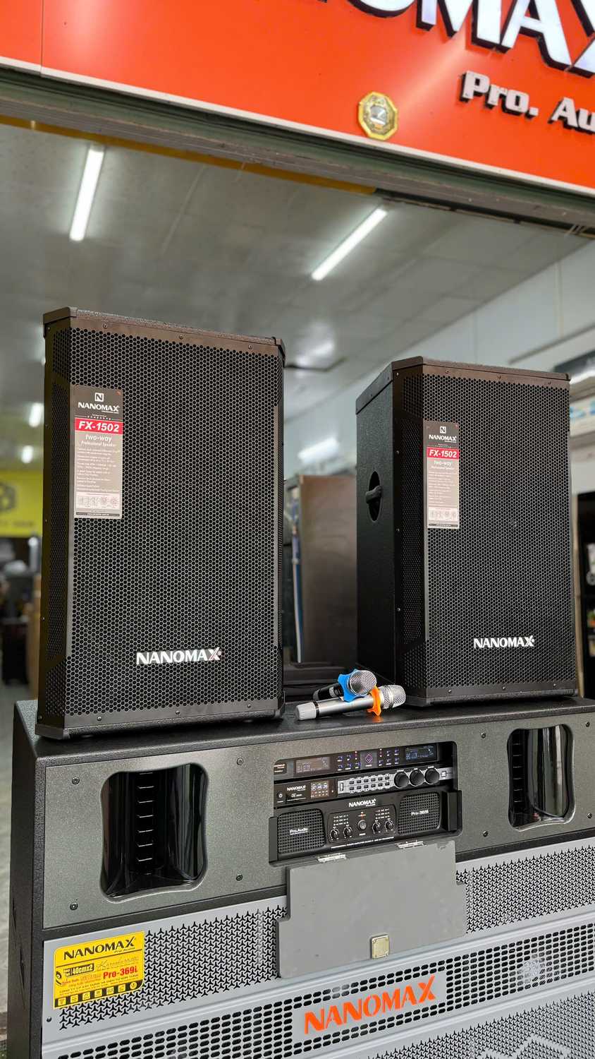 [ ĐẦU TIÊN TẠI VIỆT NAM ] COMBO Loa Kéo Điện 3 Bass Chính Hãng NANOMAX PRO 369i + Full Bass 40 – Công Suất Khủng 6640W Kháng Hú Đến 95%