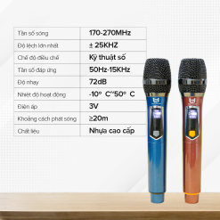 Micro Không Dây Đa Năng BEST SOUND V-W108 màu đỏ, xanh ( Loại 2 Mic )