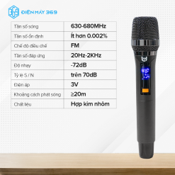 Micro Không Dây Đa Năng BEST SOUND U-WR20A màu xám đen ( Loại 1 Mic )