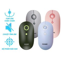 Chuột Không Dây ACOME AM300 Avocado Green + Gery + Pink + Light Blue - 2.4GHz 1600DPI Tĩnh Âm - Kiểu Dáng Thời Trang
