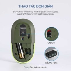 Chuột Không Dây ACOME AM300 Avocado Green + Gery + Pink + Light Blue - 2.4GHz 1600DPI Tĩnh Âm - Kiểu Dáng Thời Trang