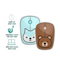 Chuột Không Dây ROBOT M220 Brown Bear - 2.4GHz 1600DPI Kèm Pin