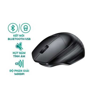 Chuột Không Dây ROBOT M350 Black - 2 kiểu kết nối Bluetooth/USB Nano. Độ phân giải 1600DPI. Nút bấm tĩnh âm