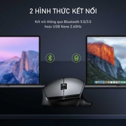 Chuột Không Dây ROBOT M350 Black - 2 kiểu kết nối Bluetooth/USB Nano. Độ phân giải 1600DPI. Nút bấm tĩnh âm