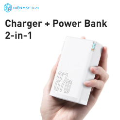 Cốc Sạc Siêu Nhanh Kiêm Pin Dự Phòng Baseus Power Station 4 Hybrid GaN Power Bank Adaptor 10.000mAh 87W