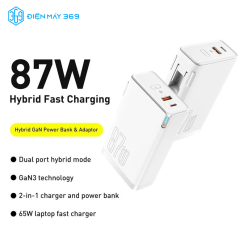 Cốc Sạc Siêu Nhanh Kiêm Pin Dự Phòng Baseus Power Station 4 Hybrid GaN Power Bank Adaptor 10.000mAh 87W