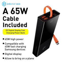 Pin dự phòng công suất cao Baseus Elf Digital Display Fast Charging Power Bank 65W 20.000mhA