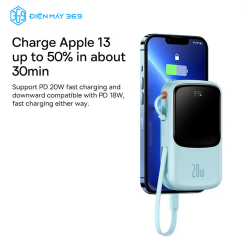 Pin Dự Phòng Sạc Nhanh Baseus Qpow Pro Digital Display Fast Charge Power Bank 10.000mhA Cho IPhone,Type-C