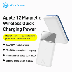 Pin dự phòng sạc nhanh không dây tích hợp nam châm Baseus Magnetic Wireless Quick Charging Power Bank (10.000mAh