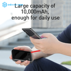 Pin dự phòng sạc nhanh tích hợp cáp sạc đeo tay Baseus Mini S Digital Display (3A/15W, PD/QC, 10,000mAh Power Bank with Lightning/ Type C Cable)