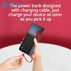 Pin dự phòng sạc nhanh tích hợp cáp sạc đeo tay Baseus Mini S Digital Display (3A/15W, PD/QC, 10,000mAh Power Bank with Lightning/ Type C Cable)