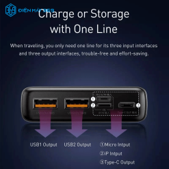 Pin dự phòng sạc nhanh, vỏ kim loại Baseus Adaman Metal Digital Display Quick Charge Power Bank 20.000mAh