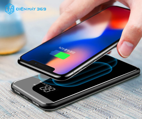 Pin sạc dự phòng không dây Baseus LV197 cho iPhoneX (LCD Qi Wireless Charger, 8.000 mAh, 2A, Power Bank)
