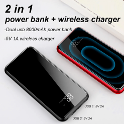 Pin sạc dự phòng không dây Baseus LV197 cho iPhoneX (LCD Qi Wireless Charger, 8.000 mAh, 2A, Power Bank)