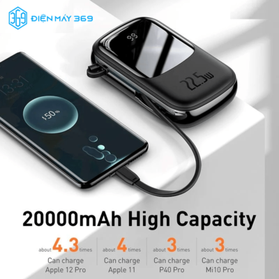 Pin sạc dự phòng sạc nhanh Baseus Qpow Digital Display 20.000mAh