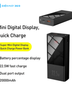 Pin sạc dự phòng sạc nhanh Baseus Super Mini Digital Display Power Bank (10.000mAh / 20.000mAh, 22.5W, màn hình LED)