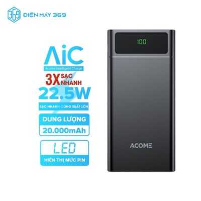 Sạc Dự Phòng ACOME AP201 20000mAh 22.5W Đen
