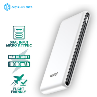 Sạc Dự Phòng ROBOT RT180 10000mAh 10.5W Trắng