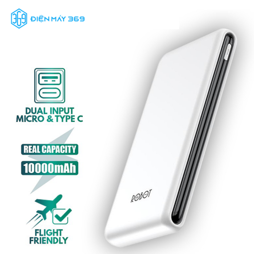 Sạc Dự Phòng ROBOT RT180 10000mAh 10.5W Trắng