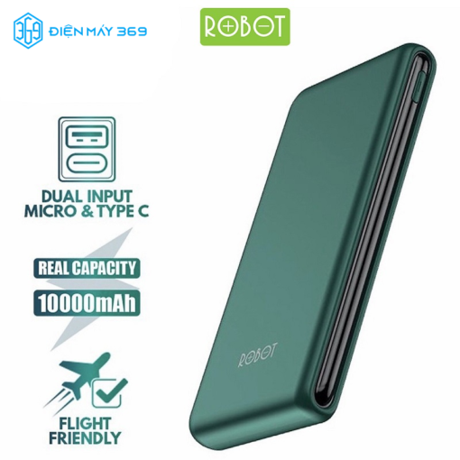 Sạc Dự Phòng ROBOT RT180 10000mAh 10.5W Xanh lá
