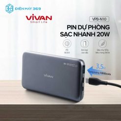 Sạc Dự Phòng VIVAN VPB-X10 Sạc nhanh 100000mAh 20W Đen