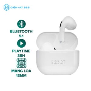 Tai Nghe Bluetooth Không Dây ROBOT Airbuds T50 White