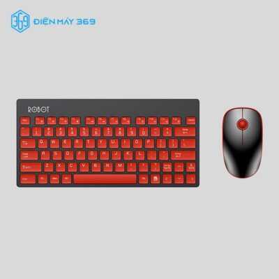 Trọn Bộ Bàn Phím Không Dây ROBOT KM3000 Red + Black - 2.4GHz Tĩnh Âm