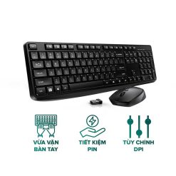 Trọn Bộ Bàn Phím Không Dây ROBOT KM3100 - Tiết kiệm pin, Tùy chỉnh DPI