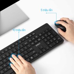 Trọn Bộ Bàn Phím Không Dây ROBOT KM4000 Black - 2.4GHz Tĩnh Âm