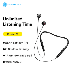 Tai Nghe Bluetooth Không Dây Baseus Bowie P1 Half In-ear Neckband Wireless Earphones Black